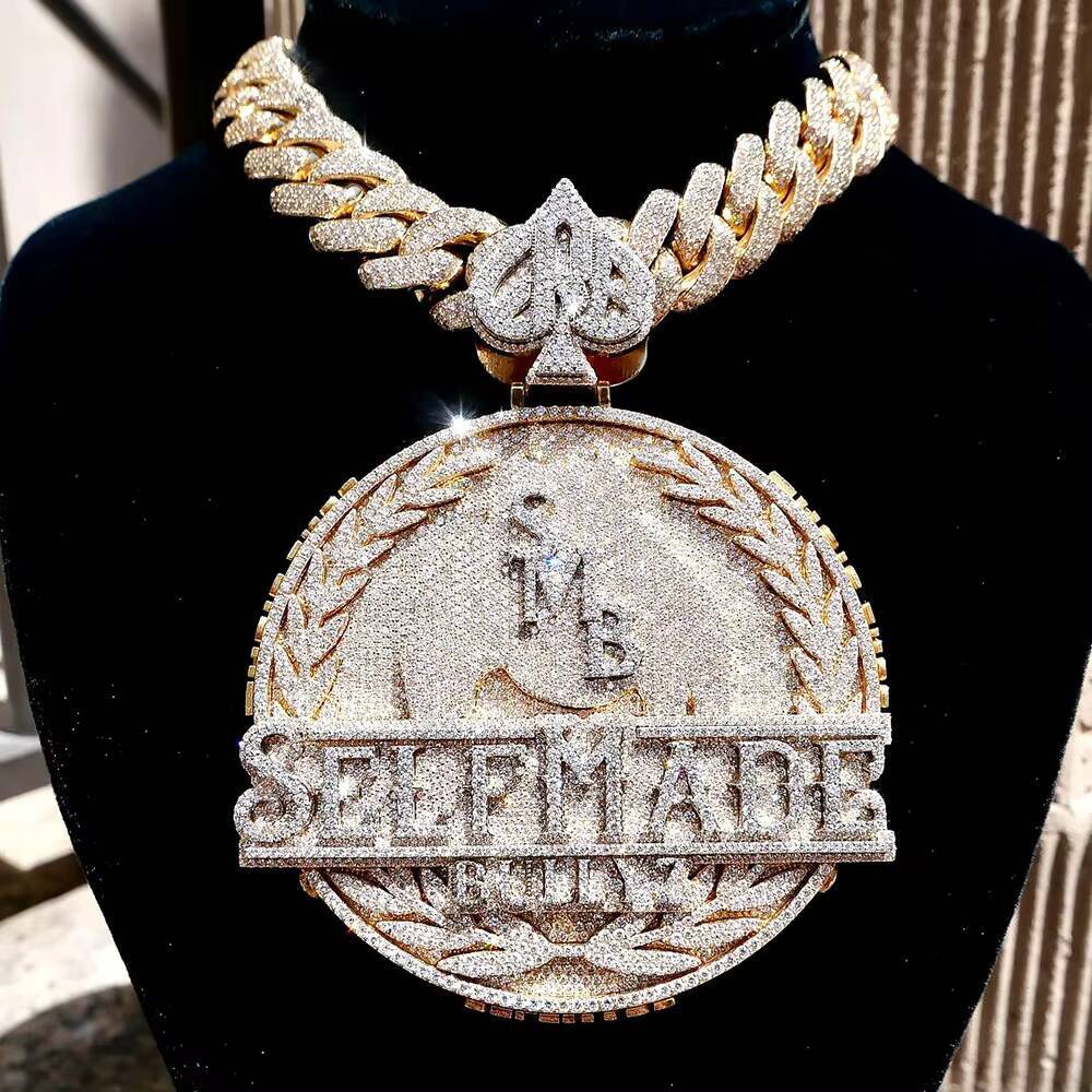 Custom 925 Sterling Silver Diamond Hip Hop Jewelry Full VVS Moissanite Iced Out Letter AD Name Pendant Bling Necklace