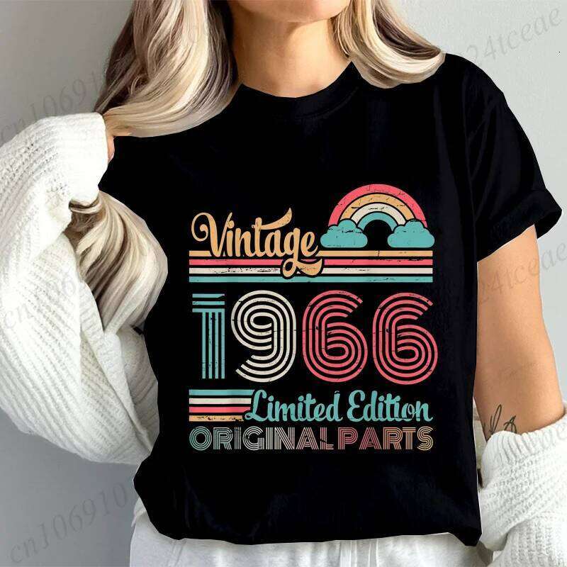 Stylish Women T-Shirts Casual Summer Fashion Top Vintage 1966 Ltd Edition Original Parts 60 Years My Birthday Print Women's Tees XJ260306 XJ26030
