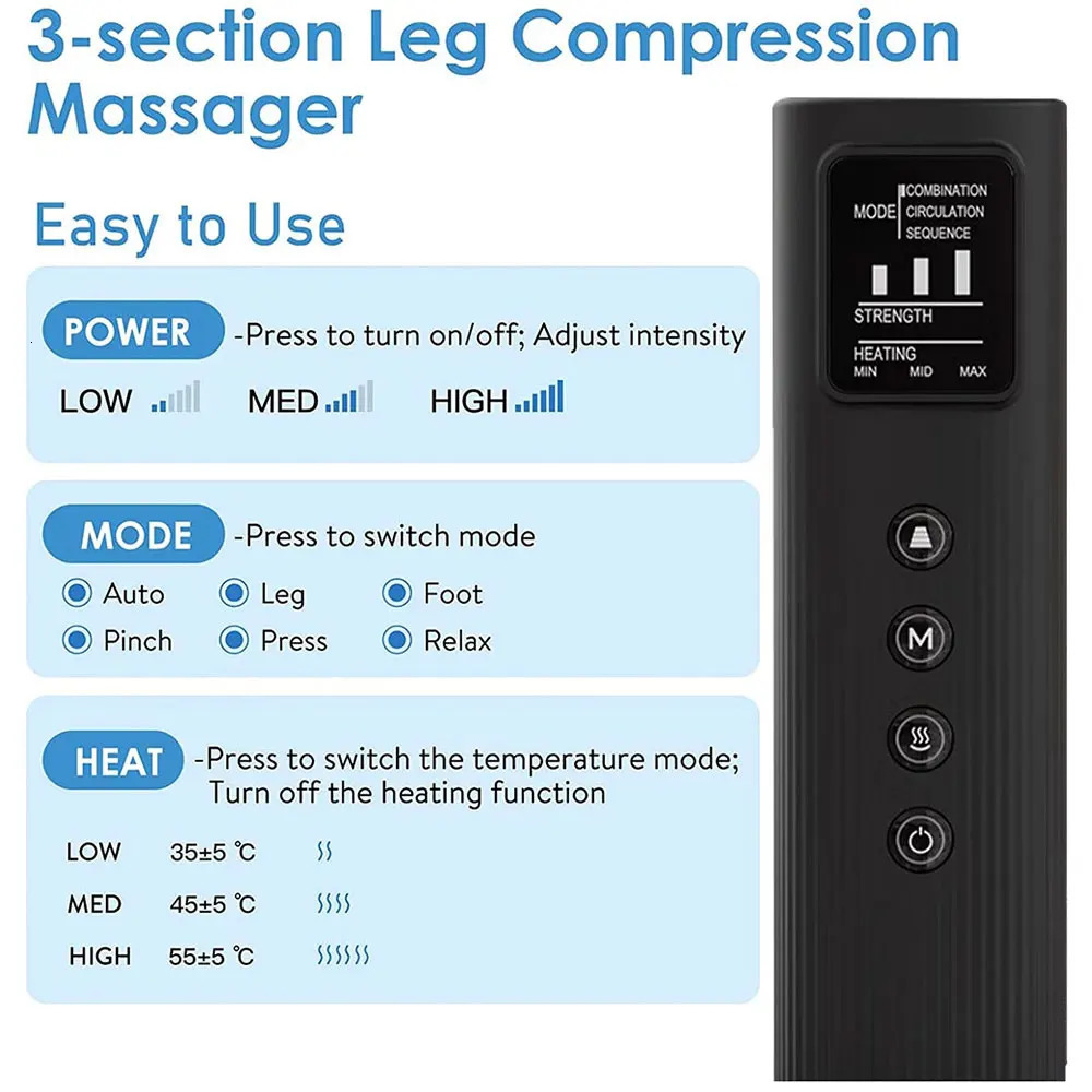 Leg Muscle Relaxer 6 modes Air Compression Recovery Boot Lymph Release Relieve Foot Fatigue Heating Leg Massager for Athletes 260304