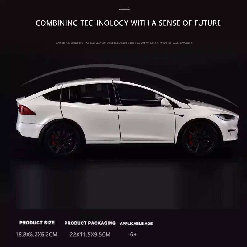 New 1:24 Simulation Tesla X Alloy Model Sound And Light Pull Back Toy Metal Electric Car Boy Collection Decoration Gift Z260306