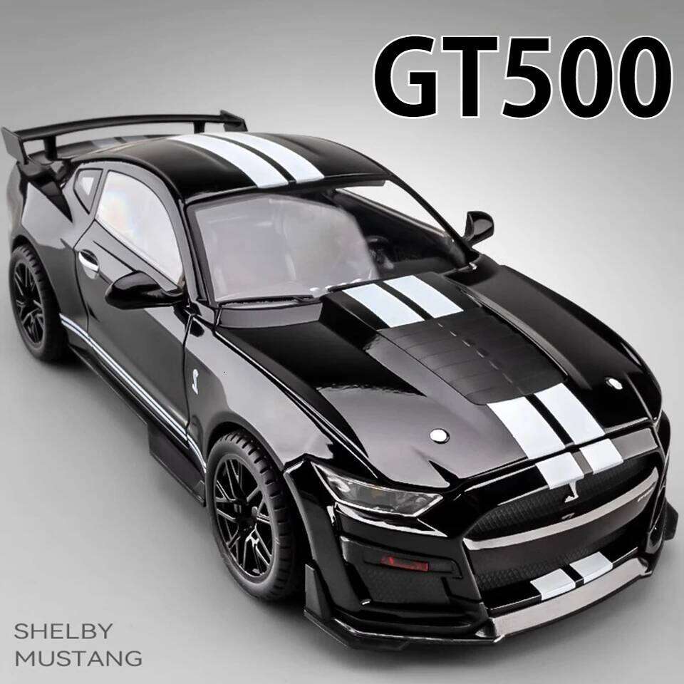 1:18 Mustang GT500 Accord Alloy Cars Diecast Models Toys 4 Doors Opened with Sound Light Pull Back Vehices Kids Birthday Present Z260306
