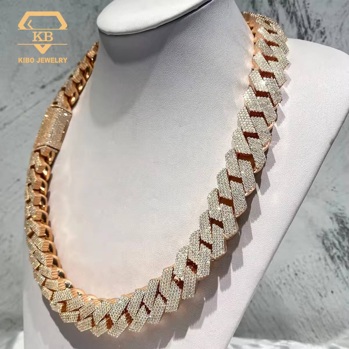 Moissanite Cuban Chain Big 20mm 925 Sterling Silver Rose Gold VVS Moissanite Diamond Hip Hop Moissanite Cuban Link Chain for Men