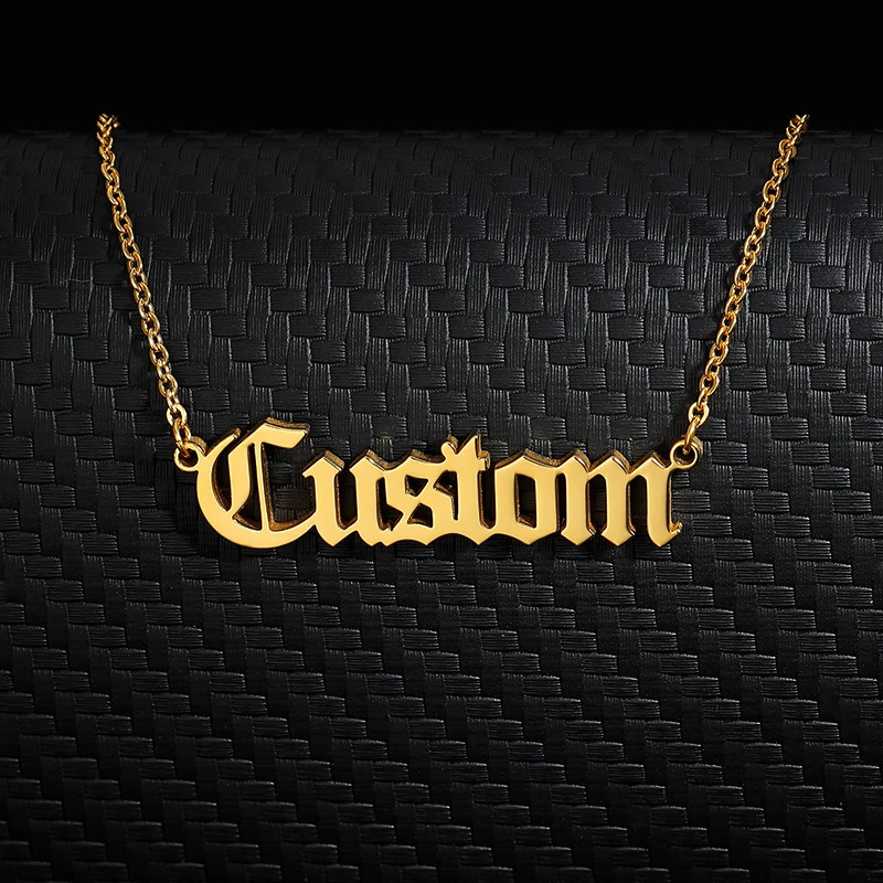 Old English Custom Name Necklaces For Women Men Stainless Steel Customized Necklace Pendant Personalized Goth Neck Chain Jewelry 260302