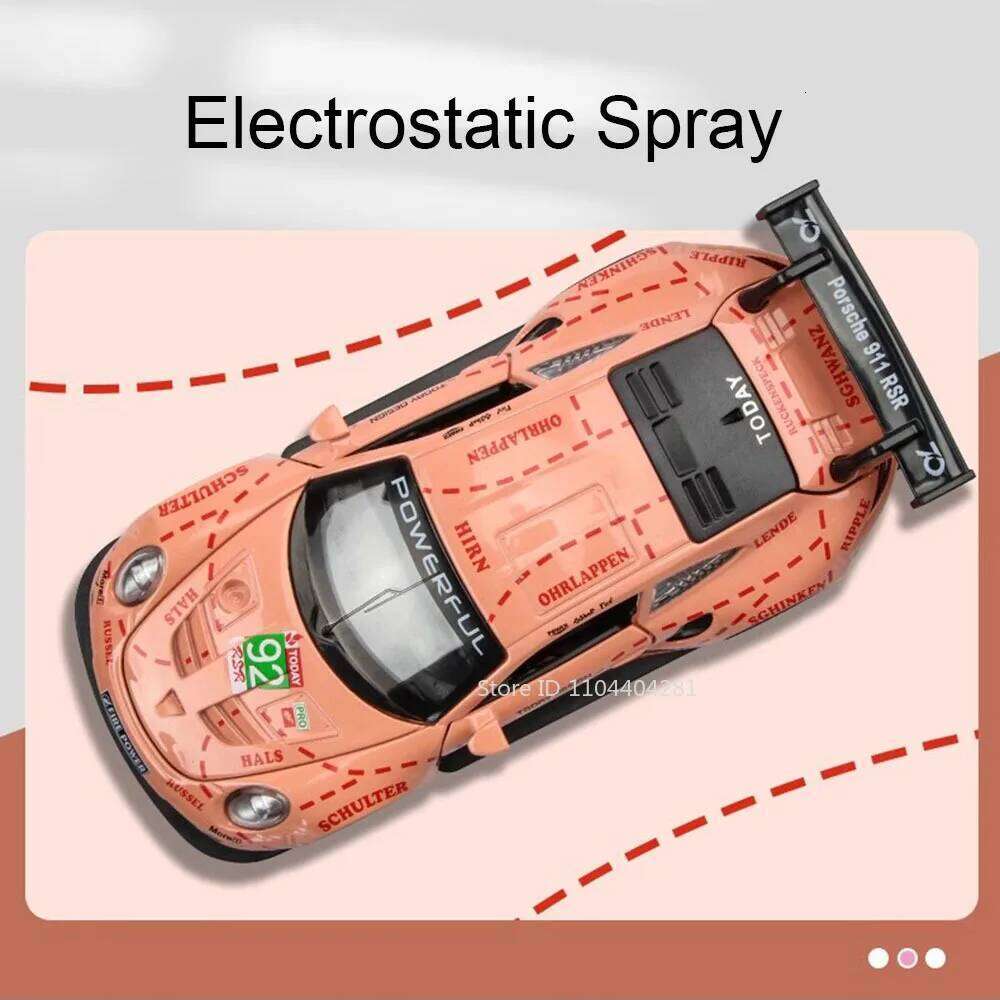 1:32 911 RSR Macan Toys Car Diecast Models Doors Opened Sound Light Pull Back Rubber Tires Miniature Sports Cars for Kids Gifts Z260306