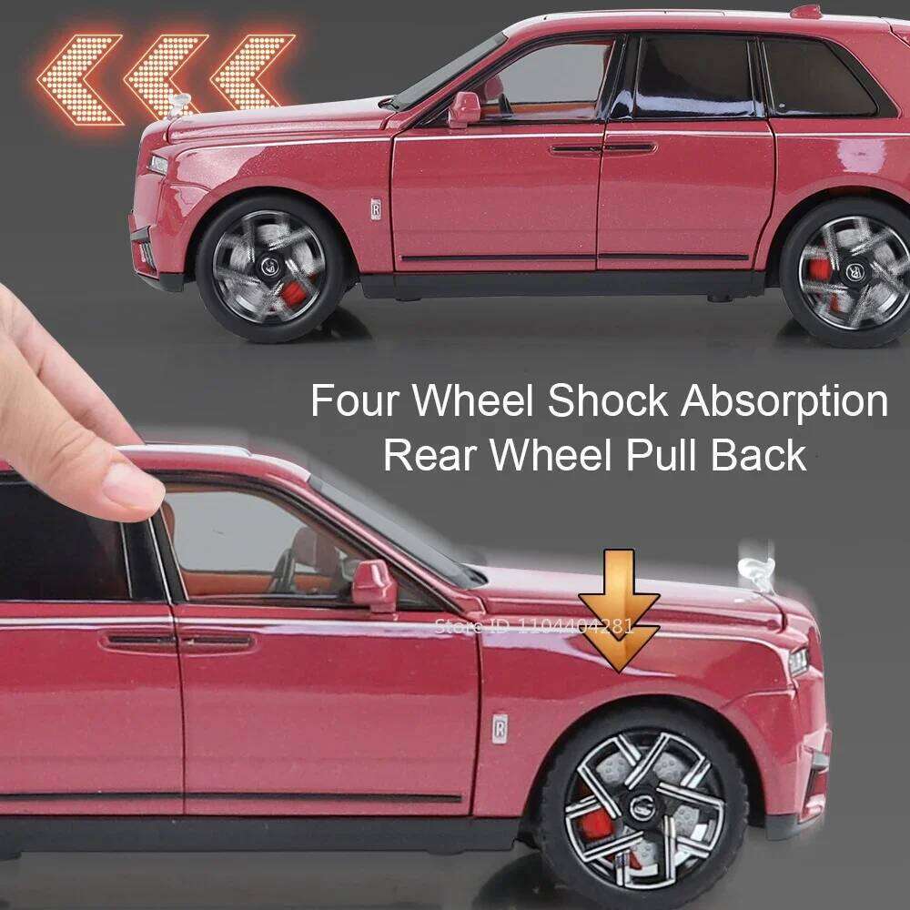 1:24 Rolls Royce Cullinan Dawn Diecast Metal Car Model Toy Four Wheel Suspension Sound Light Pull Back Ornament Boyfriend's Gift Z260307
