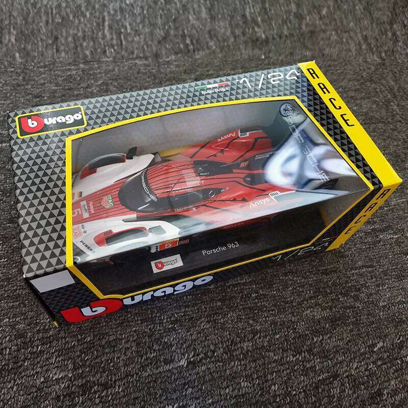 Bburago 1:24 Porsche 963 Alloy Car Model Supercar Die Cast Vehicles Toy Diecast Voiture Gift Collection Z260306