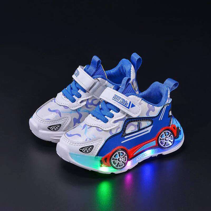 Fashion Girls Spring New Kids Soft Sole Boys' LED Light Simple Child Sports Shoes Anti Slip Girl Casual Shoe H260312