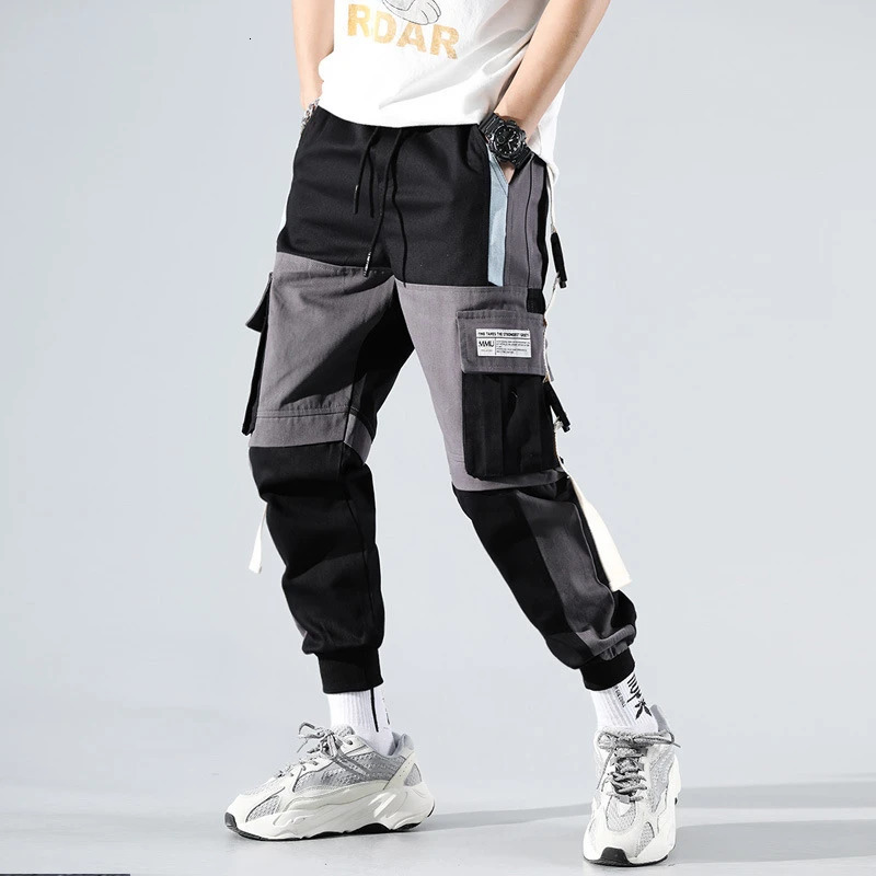 Mens Letter Flap Pocket Drawstring Cargo Pants Casual All-match Loose pantalon cargo homme Classic Fit Elastic work Trousers 260305