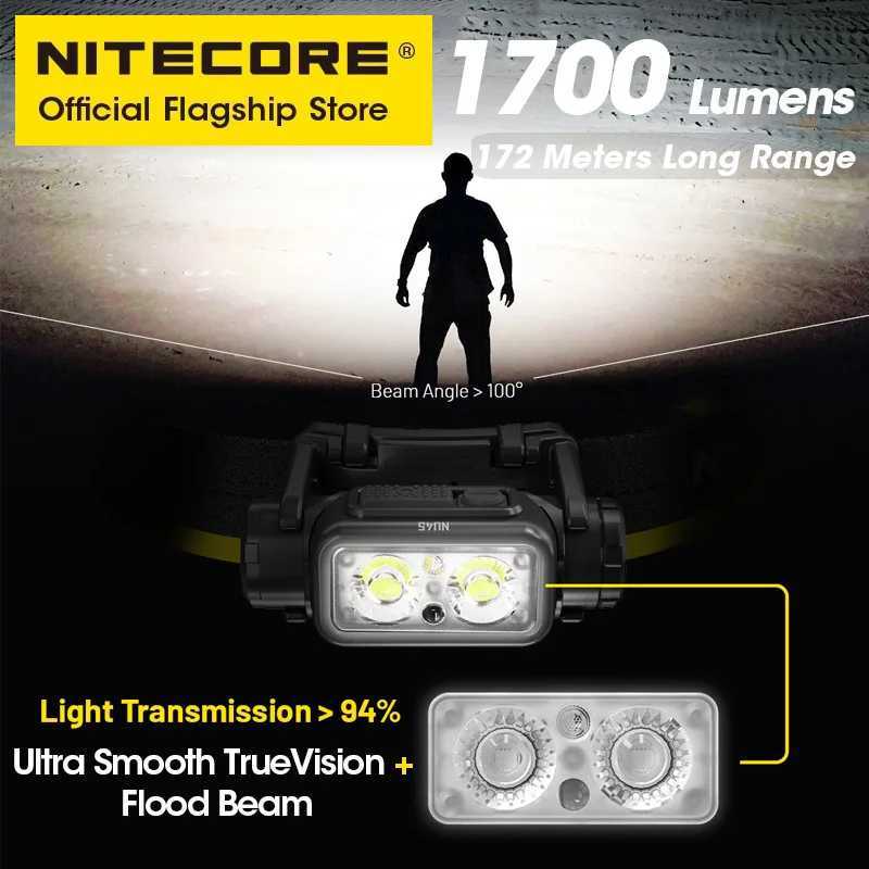 NITECORE NU45 USB-C Rechargeable Headlight 1700 Lumens Work Light for Fishing Trail Running Hiking Headlamp Built in 18650 Batt H260307