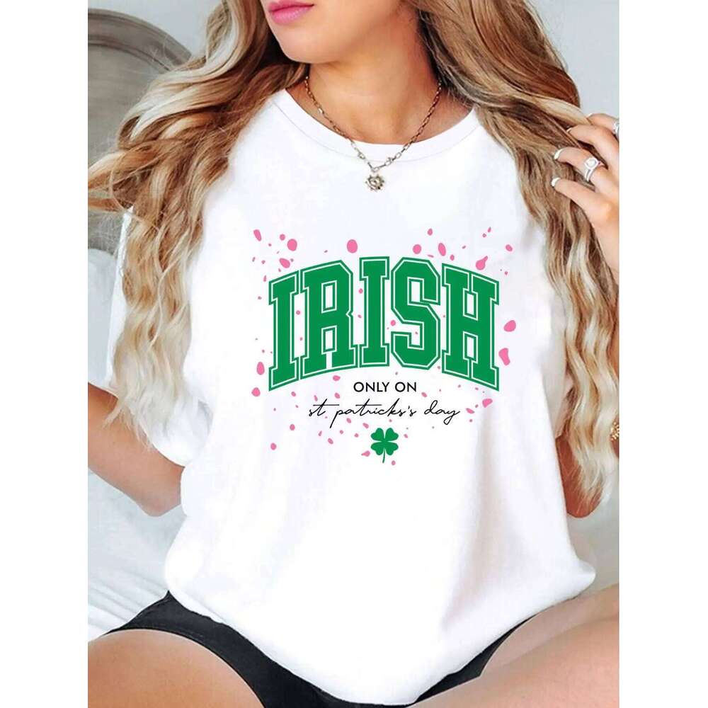 Floral Leaf Print Classic Fit Women's Short Sleeve T-Shirt Casual Fashion Top for Year-Round Wear XJ260306 XJ260306