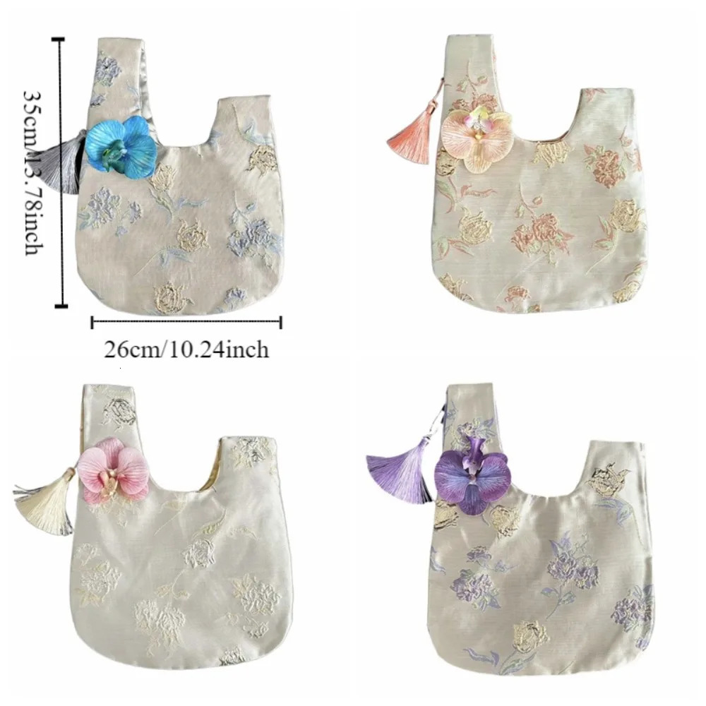 Small Item Pouch Tassel Knot Wrist Bag Storage Bags Flower Pendant Chinese Style Handbag Cosmetic Lunch 260307