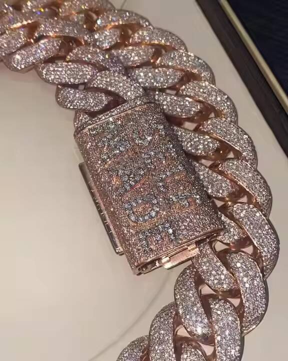 Iced Out Lab Moissanite Diamond Cuban Link Chain Luxury Hip Hop Customized Wedding Jewelry Best Gift for Men