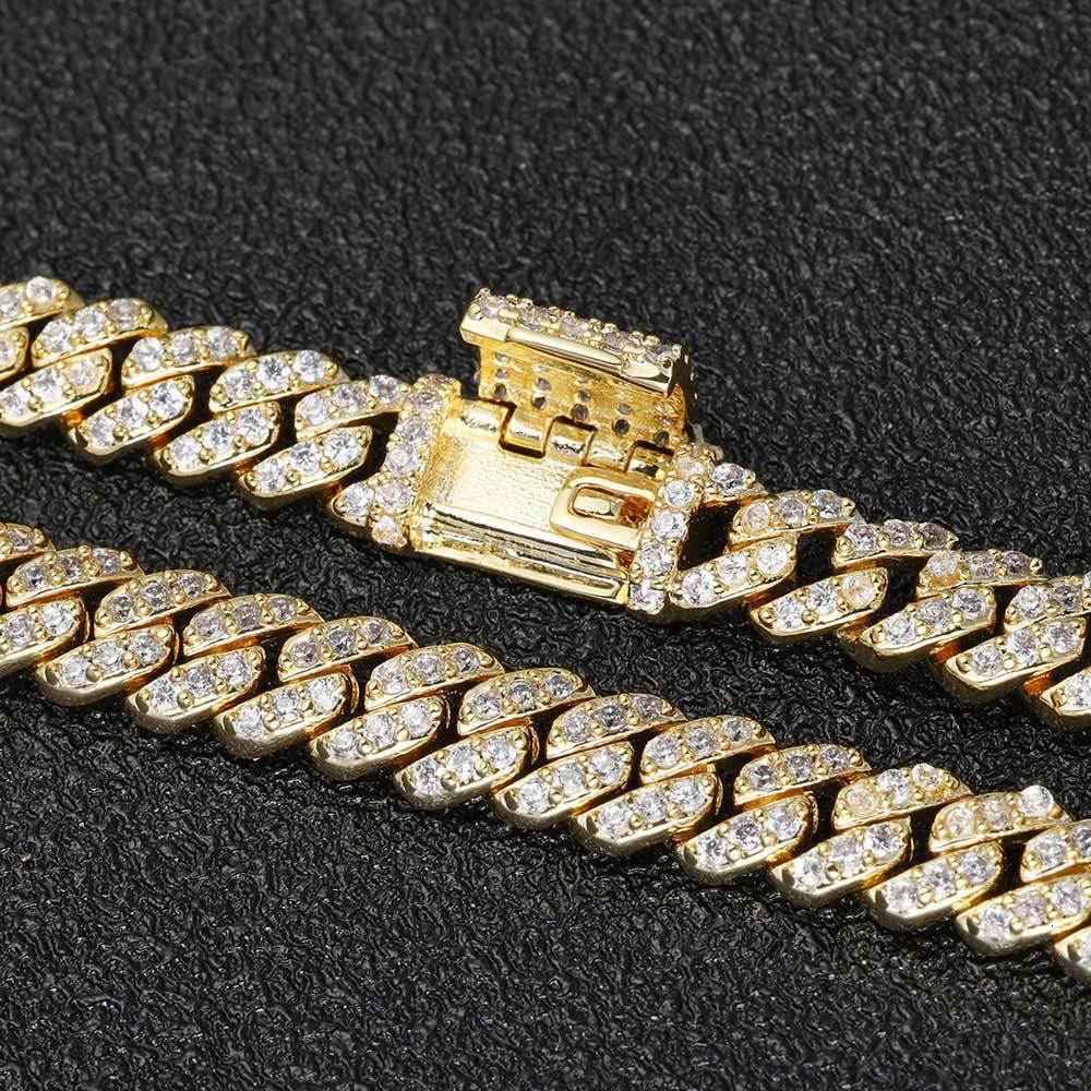 6mm Hip Hop Full Diamond Thin Cuban Link Necklace Bracelet With Box Clasp Set For Men Women Iced Out Cubic Zirconia Cz Stone Rapper Party Rap Jewelry 