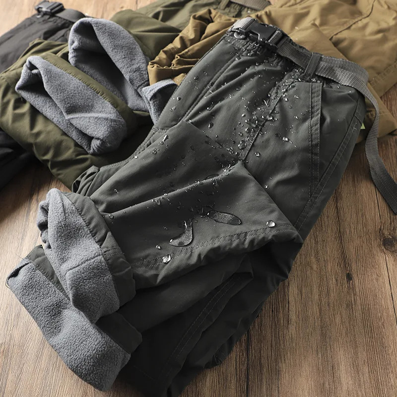 Outdoor Workwear Pants Mens Loose Fce Lined Thi Soft ell Hiking Pants Windproof Waterproof Polyester Fiber Straight Leg 260304