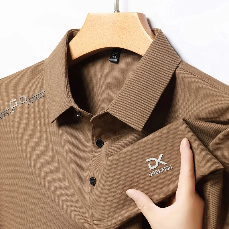 Mens Summer Short Sleeve Polo Shirts Solid Teal Embroidered Casual Sports Breathable Tops 260304
