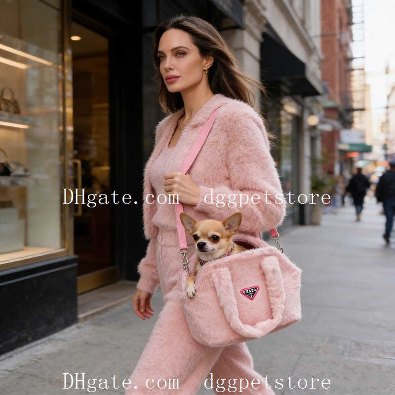 Designer Pet Carrier Bag Premium Faux Fur Design with Sturdy Base Plate High-End Brand Logo Pet Tote Bag for Small Dogs Cats Under 6 Lbs Multiple Colors Available C47