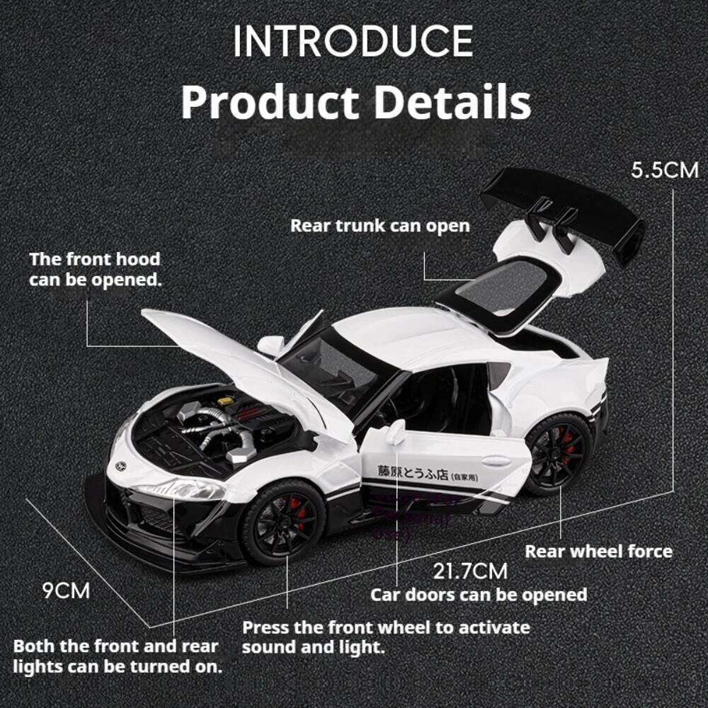 1:22 Supra GTR Alloy Diecasr Sports Car Model Toys 4 Doors Opened with Sound Light Pull Back Miniature Vehices Popular Ornaments Z260306