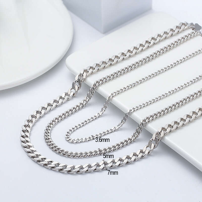 Premium Selection S925 Sterling Silver Necklace Hip Hop Cuban Chain Unisex Trend Factory Direct Jewelry Wholesale Cross-Border