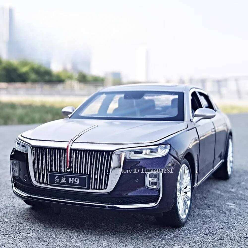 1:24 HONGQI H9 L5 Alloy Model Diecast Car Toy Sound Light Pull Back Door Opened Front Wheel Steering Vehice Collectible Ornament Z260307