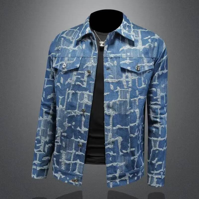 Denim Jackets Man Autumn Cowboy Coat Men Vintage Fashion Fabric Outwear Branded Menswear High Quality Leisure Outerwear