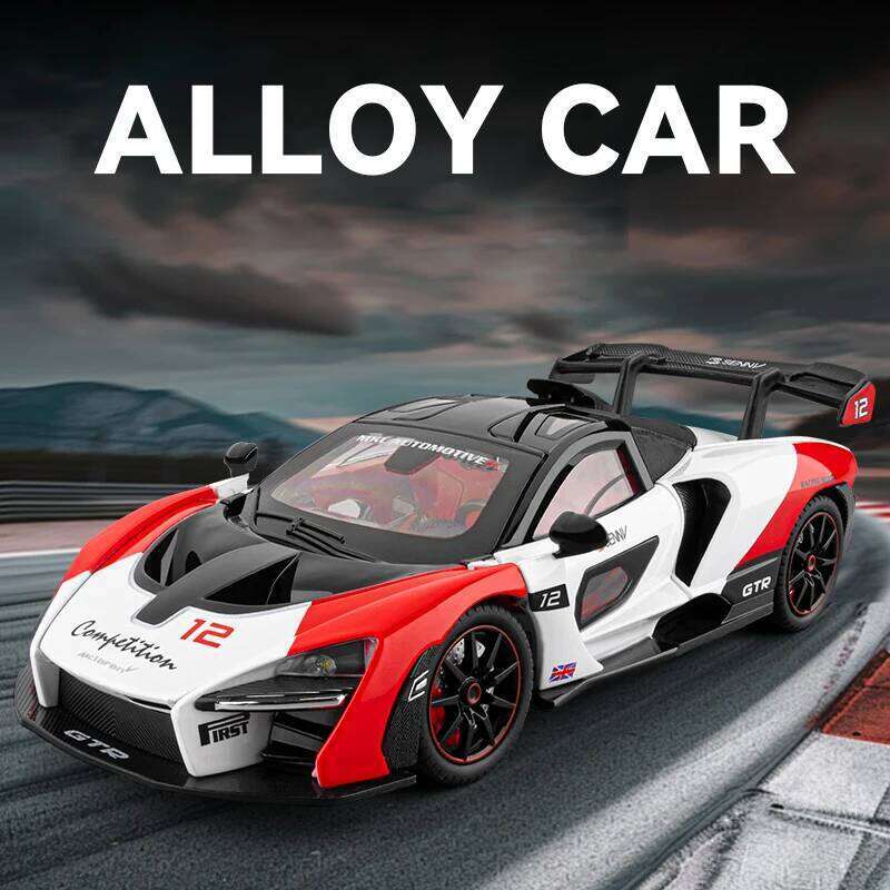 Simulated 1/24 McLaren Senna model with sound and lights, track version sports car model, boys gift, collection ornaments Z260306