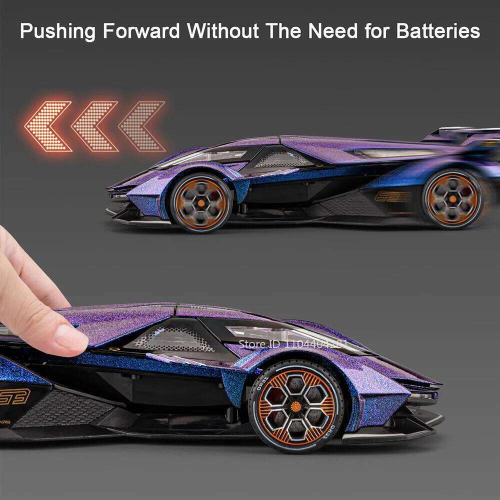 1:24 Lambor V12 SCV12 Miniature Sportscar Model Diecast Alloy Toys Doors Opeend Sound Light Pull Back Vehices Fashion Home Decor Z260306