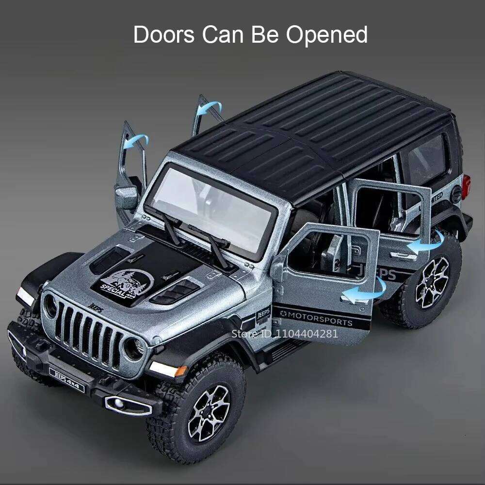1:32 Wrangler Rubicon Model Toy Alloy Diecast Car Doors Opened Sound Light Pull Back Miniature Off-road Vehicle Kid Holiday Gift Z260306