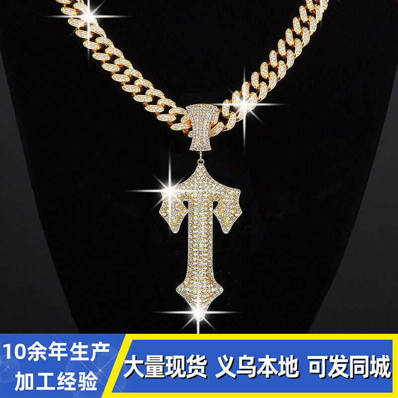 New European and American Big Sword Necklace High-Quality Three-Dimensional Alloy Letter I Hip-Hop Pendant Cross-Border Exclusive