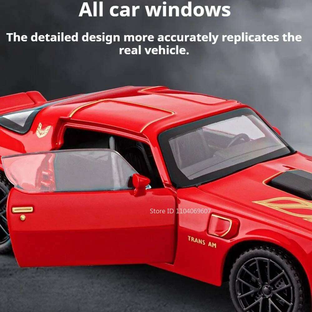 1:32 Scale Firebird Charger 1970 Alloy Diecast Sportscar Model Toys Doors Opened Sound Light Pull Back Vehices Collect Ornaments Z260306
