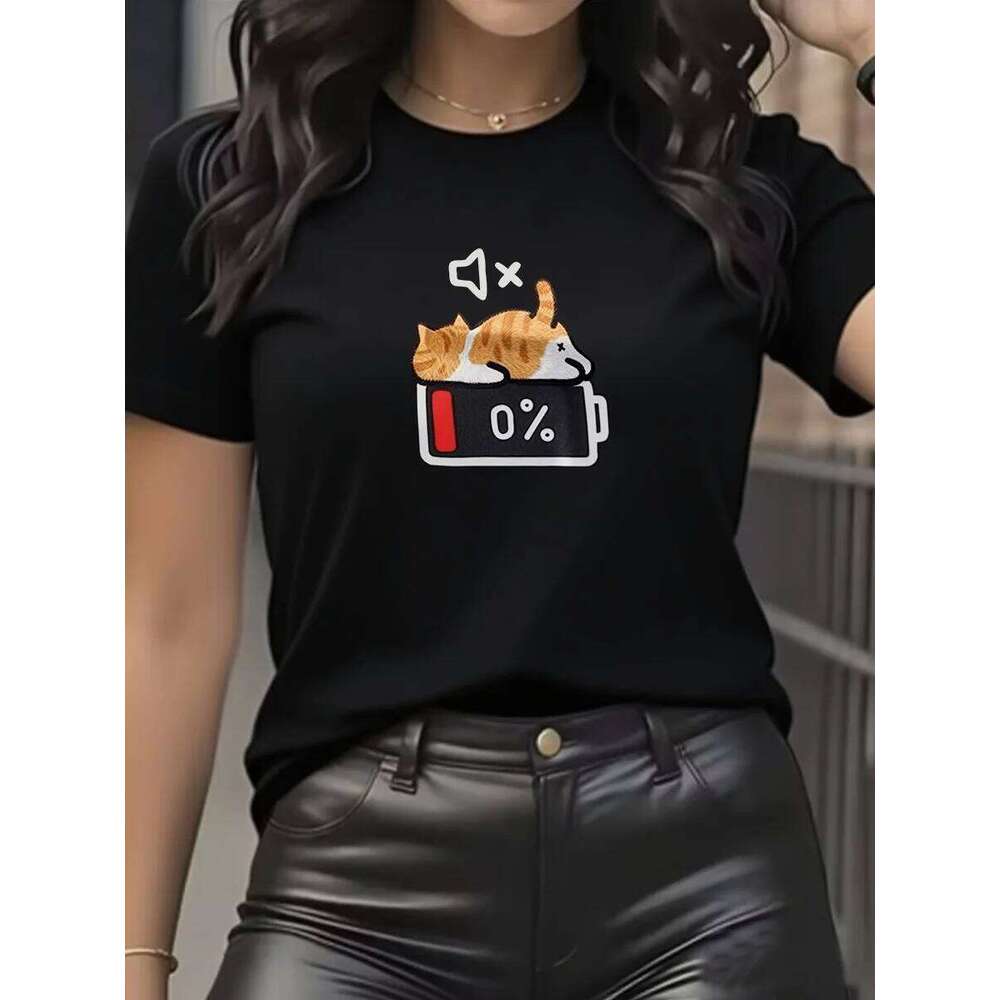 Summer retro-style cat print women's for street wear, loose fit, YTK luxury brand, short sleeve, round neck T-shirt XJ260306 XJ260306
