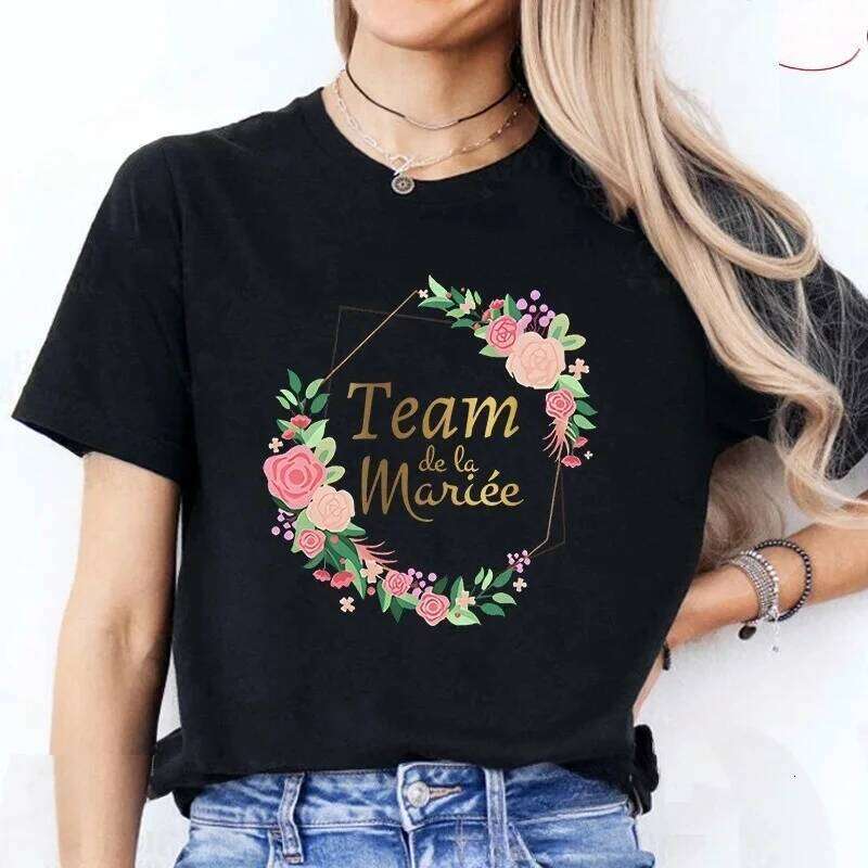 Flower Wreath Team T-shirt French Bridal Wedding Tops Single Farewell Bachelorette Party Tee EVJF Future Bride To Be Shirt XJ260306 XJ260306