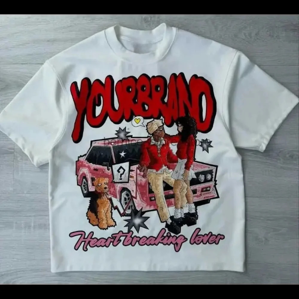 Y2k Harajuku High Street Short Sleeve Fashion Cartoon Print Shirt for Men/Women Retro Hip Hop Punk Trend Oversize Tee 260304