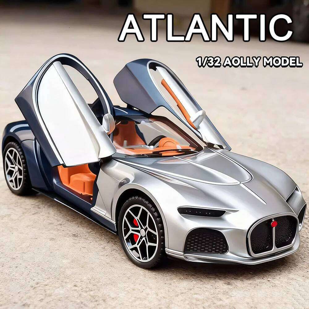 1:32 Atlantic Bolide Alloy Models Cars Diecast Toys with Light Music Miniature Vehicles Doors Opened Sports Car Model Ornament Z260307