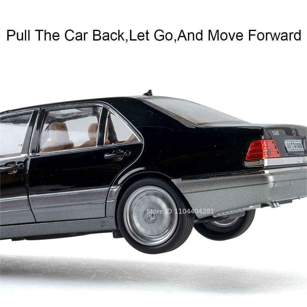 1:24 W140 300SL Toys Alloy Miniature Car Diecast Model Doors Opened Sound Light Pull Abck Rubber Tires Vehice Kid Christmas Gift Z260307