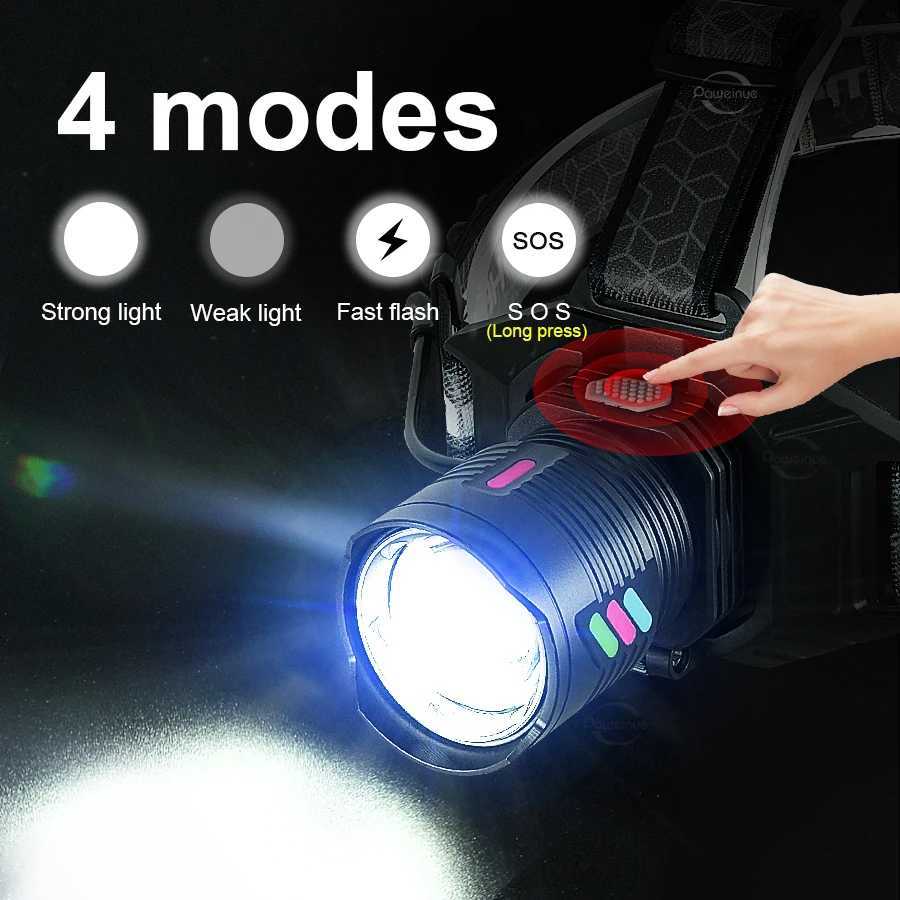 180000000 Most Powerful LED Headlight Ultra Bright Headlamp Long Shot 3000M Rechargeable Head Lantern 18650 Headlight Outdoor H260307