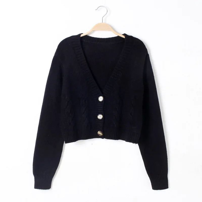 Short style highwaisted slim plastic sweater women spring singlebreasted knitted cardigan twist small jacket 260306