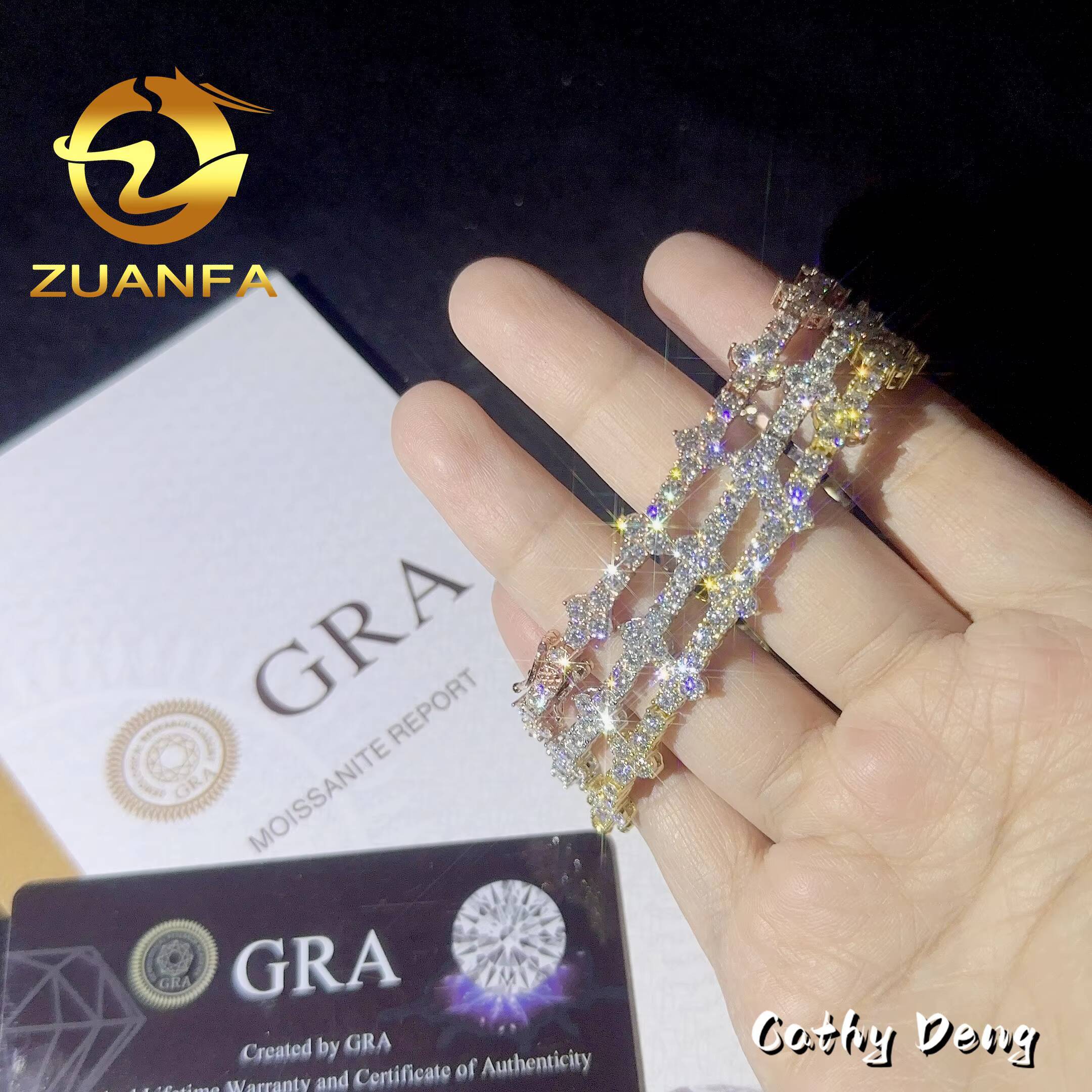 Fast Shipping 3mm Mini Cross Hip Hop Moissanite Tennis Chain Bracelet 925 Silver Vvs Tennis Moissanite Chain Womenmens Necklace