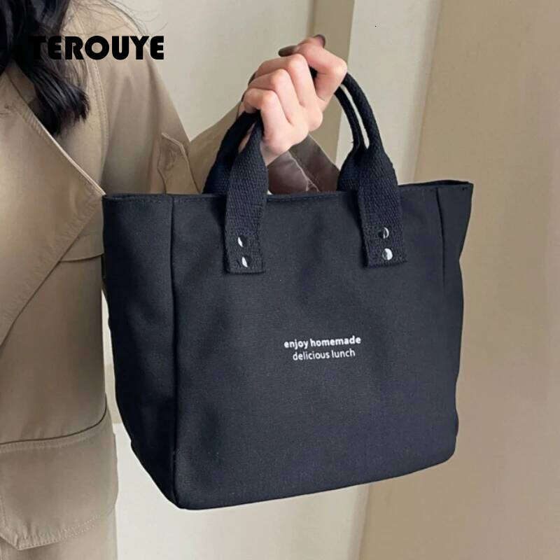 1Pc Classic Canvas Tote Bag, Durable Textile Material, Versatile Solid Color Shoulder Bag For Work And Everyday Use Handbags TEROUYE