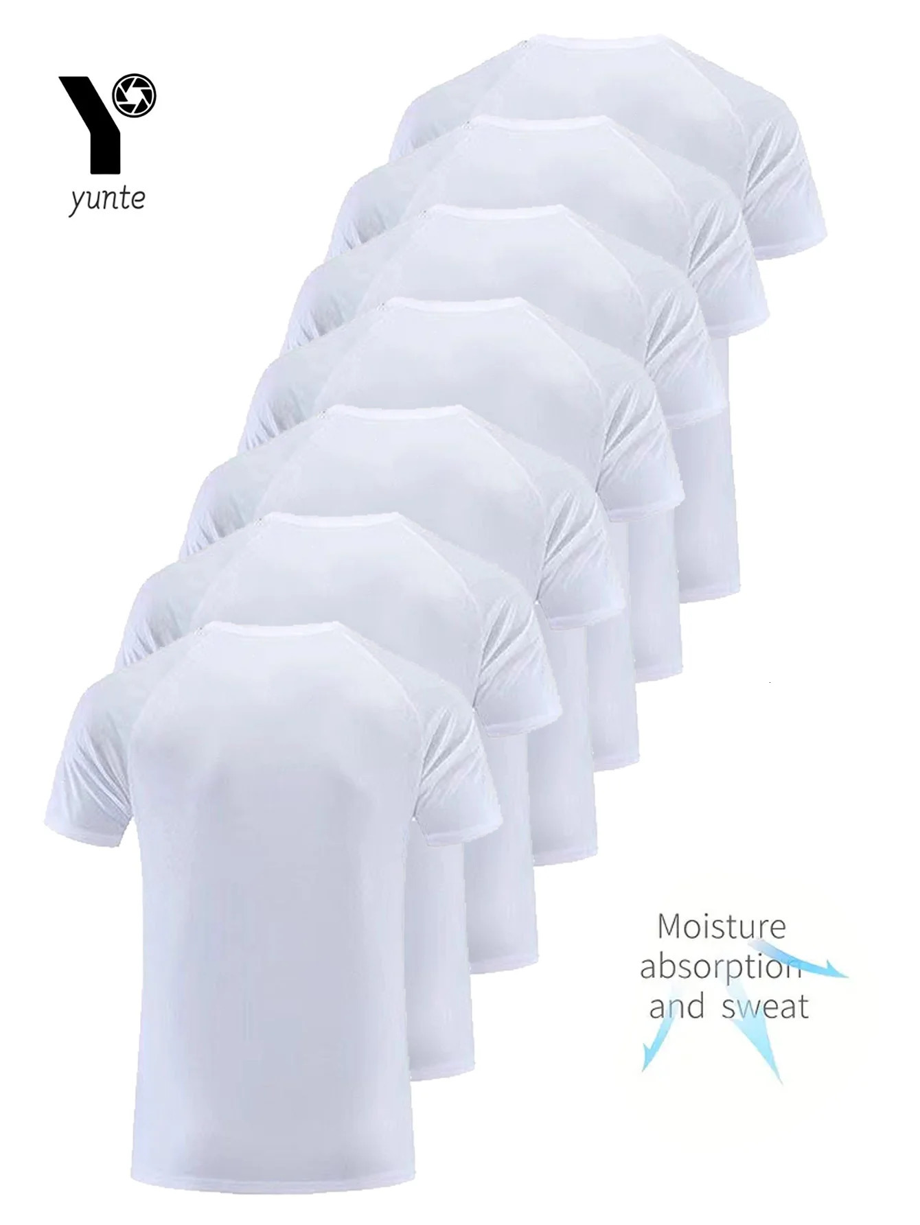 Round Neck TShirt 7Piece White UltraLight Mens QuickDrying Breathable SweatAbsorbent Shirt Suitable for Fitness Gym and Ru 260302