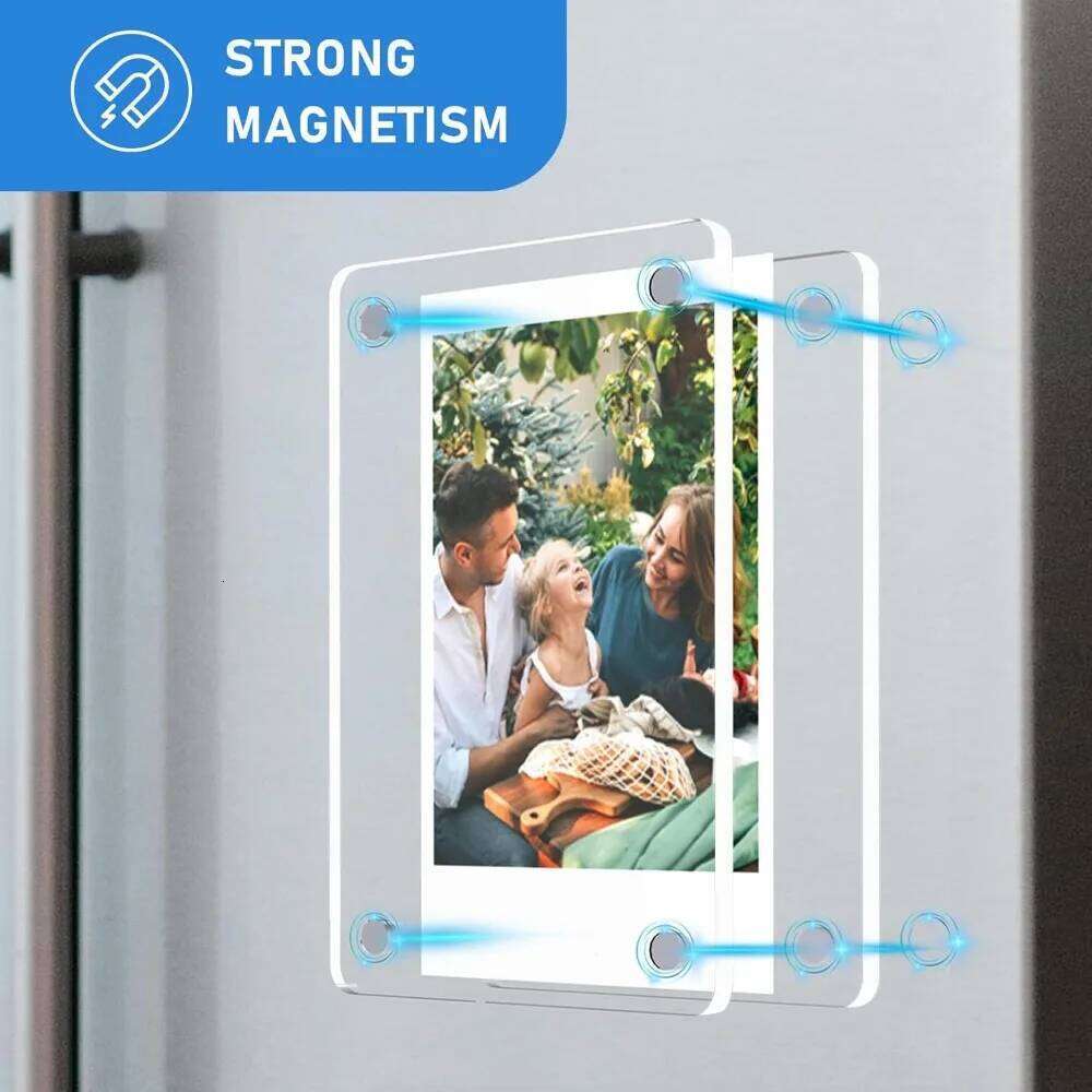 Acrylic Picture Frame 20 Pack 2.36x3.54 Inches Mini Polaroid Fridge Magnet Frames, Double Sided Clear Refrigerator Pho H260306