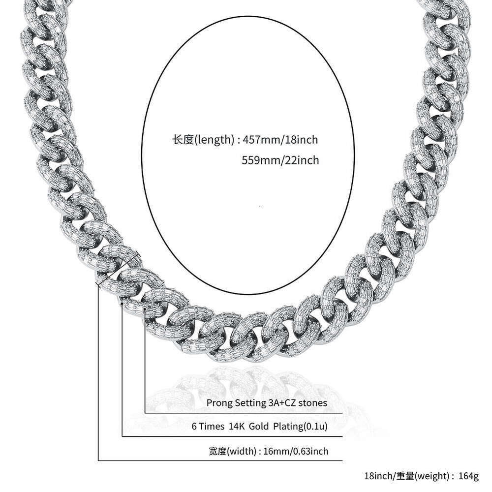 Amazon European and American Cross-Border New Full Diamond Cuban Chain High-Quality Hot-Selling Design Hip-Hop Necklace Jewelry Wholesale