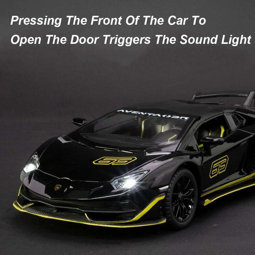 1:24 Alloy Sports Car Model Toys Lambor Aventador SVJ 63 Diecast Metal Models 4 Doors Opened Sound Light for Boys Holiday Gifts Z260307