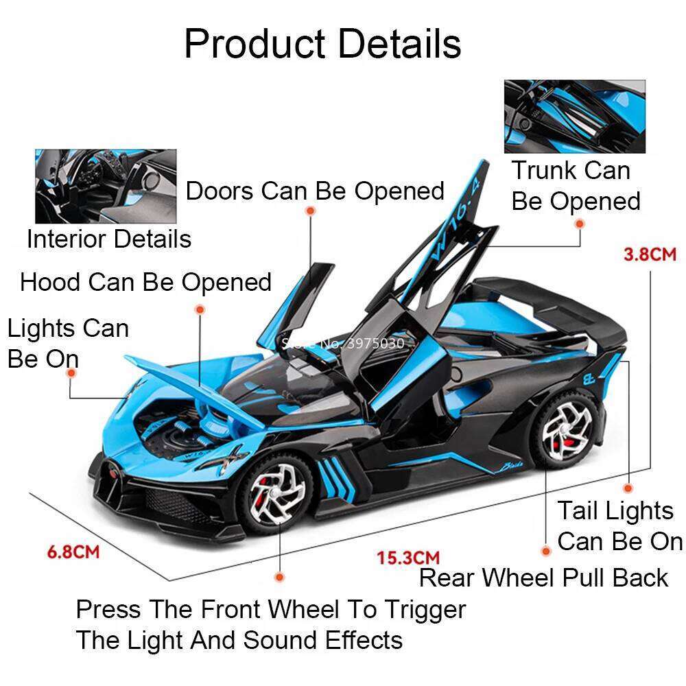 1:32 Bolide Valkyrie Cars Toys Alloy Diecast Model Wheel Pull Back Supercar Doors Opened Miniature Vehicle for Kids' Edutainment Z260307