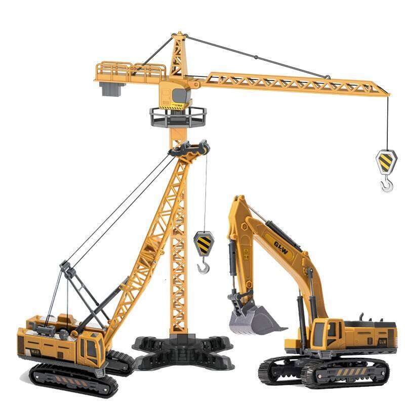 Engineering Diecast Crane Bulldozer Excavator Vehicle Construction Alloy+Plastic Tractor Inertial Model Toys for Children Boys Z260307