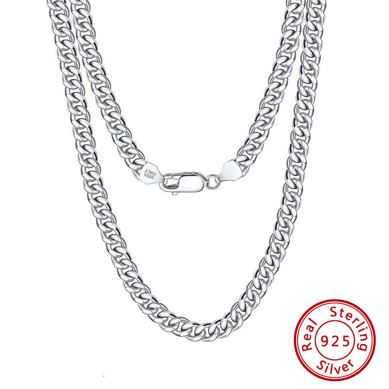 Premium Selection S925 Sterling Silver Necklace Hip Hop Cuban Chain Unisex Trend Factory Direct Jewelry Wholesale Cross-Border