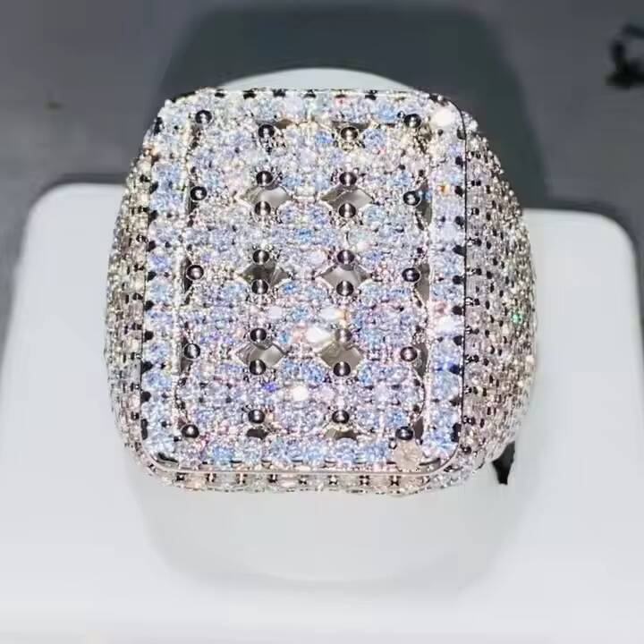 Unisex Crystal Rhinestone 925 Sterling Silver Gold Plated Hip Hop Style Ring Sizes Varied for Engagement Day