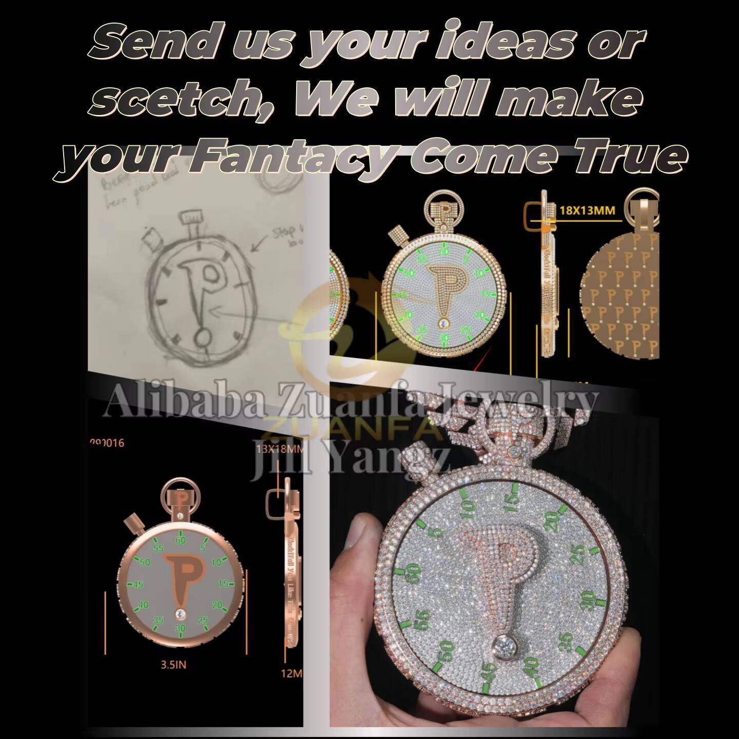 Custom Bail Letter Pendants VVS Moissanite Iced Out Full Diamonds Letter Initial Name Jewelry Necklace Personal
