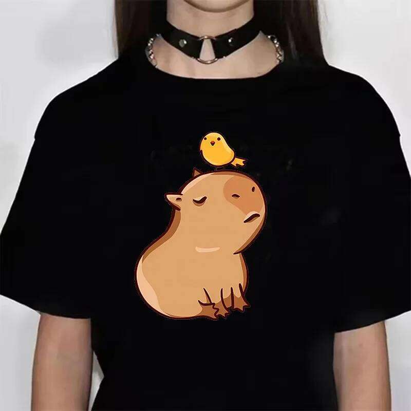 Funny Capybara T Shirt Women Soft Fabric Female Anime Clothing T-shirt Girls Capibara Tee Tshirt Graphic Tops XJ260306 XJ260306