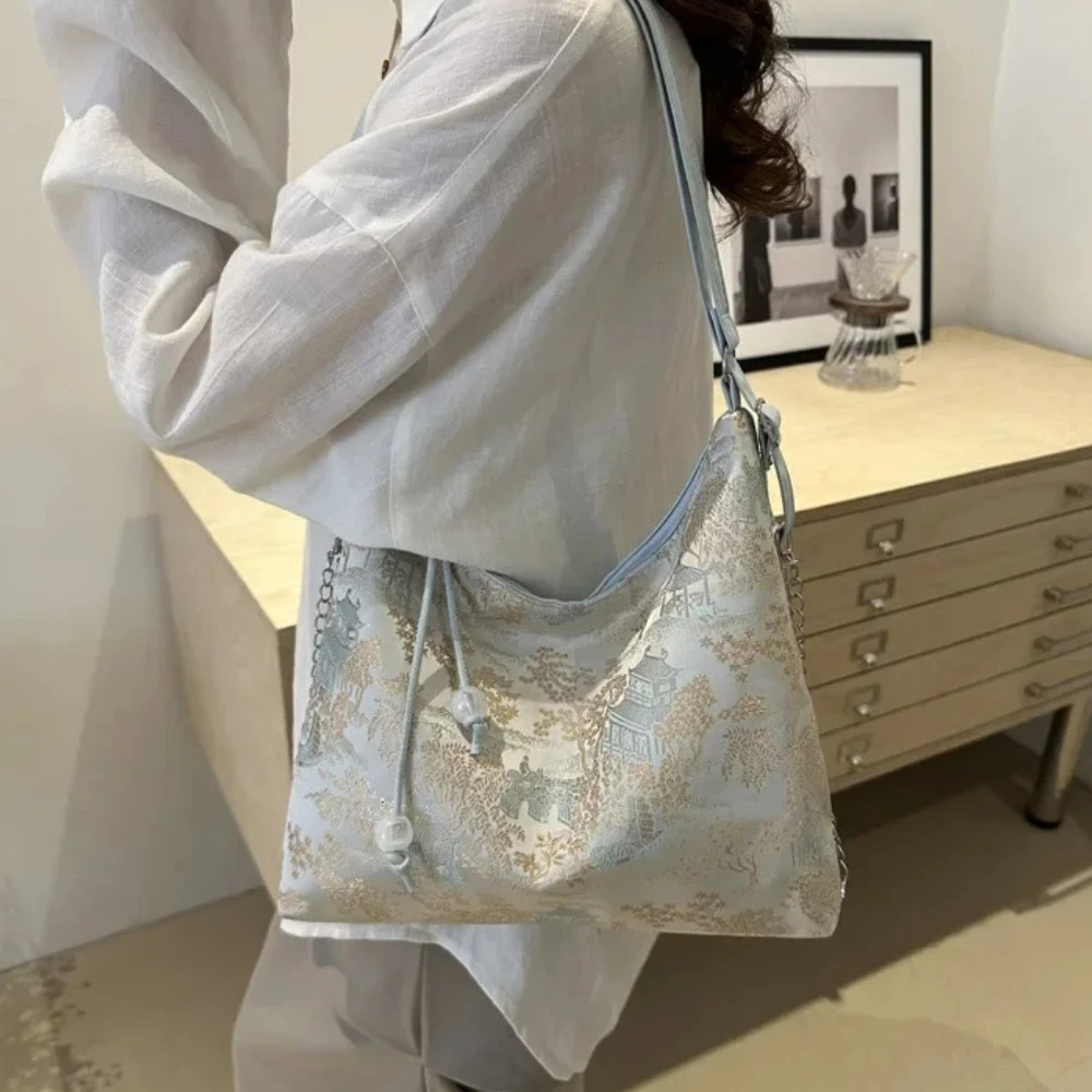 Elegant Chinese Style Backpack Large Capacity Multipurpose Womens Shoulder Bag Exquisite Embroidery Ancient Underarm Travel 260307