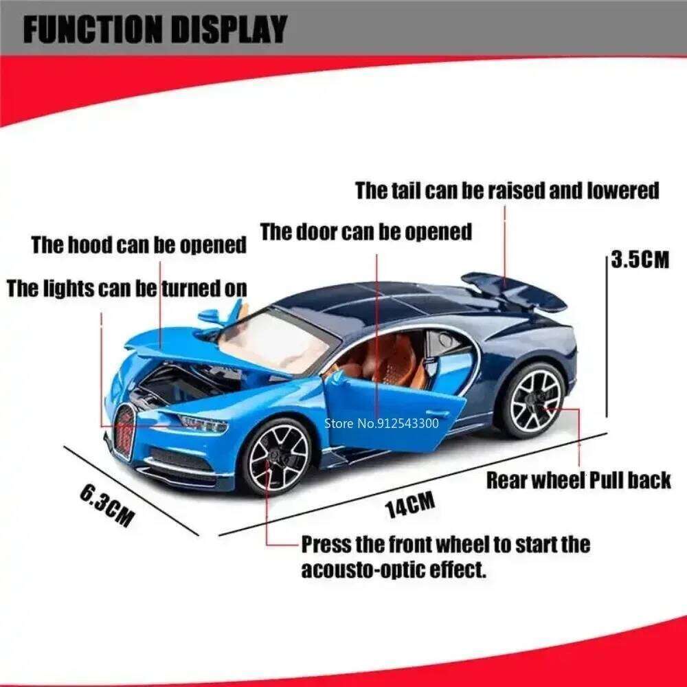 1:32 Divo Chiron Alloy Miniature Models Diecast Cars Doors Opened Sound Light Pull Back Metal Sports Car Boys Birthday Presents Z260306
